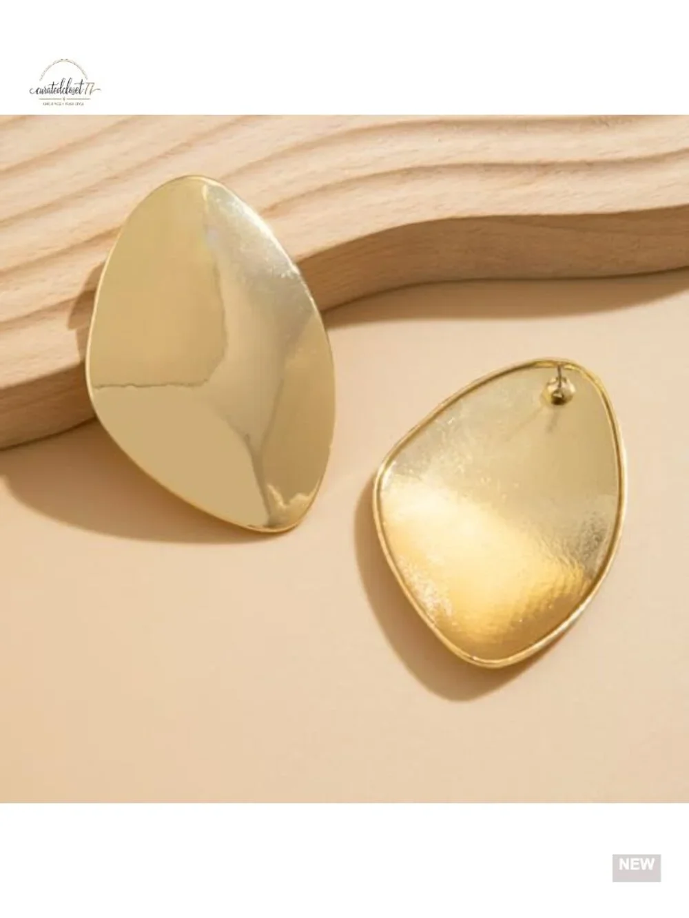 Chunky Large Square Gold Earrings Trendy Irregular Geometric Statement Dangle